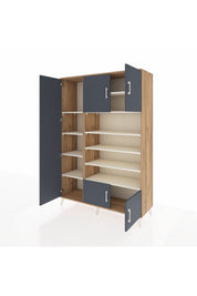 Hyperion Dolap 10 Raflı 5 Kapaklı 132x44x195 Çam-Antrasit/Aytaşı