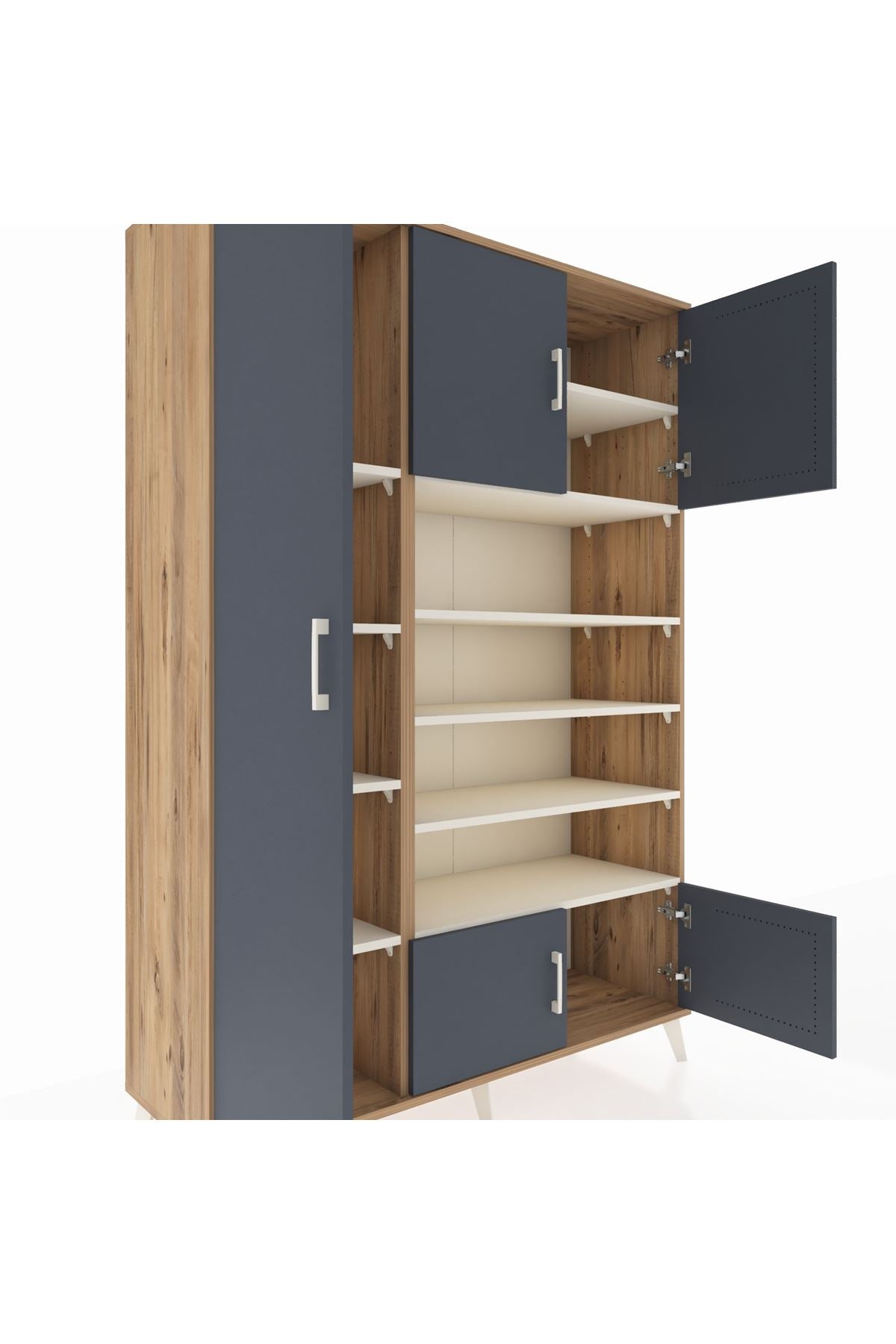 Hyperion Dolap 10 Raflı 5 Kapaklı 132x44x195 Çam-Antrasit/Aytaşı