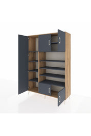 Hyperion Dolap 10 Raflı 5 Kapaklı 132x44x195 Çam-Antrasit/Antrasit