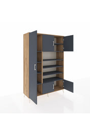 Hyperion Dolap 10 Raflı 5 Kapaklı 132x44x195 Çam-Antrasit/Antrasit