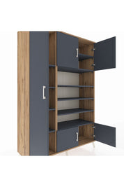 Hyperion Dolap 10 Raflı 5 Kapaklı 132x44x195 Çam-Antrasit/Antrasit