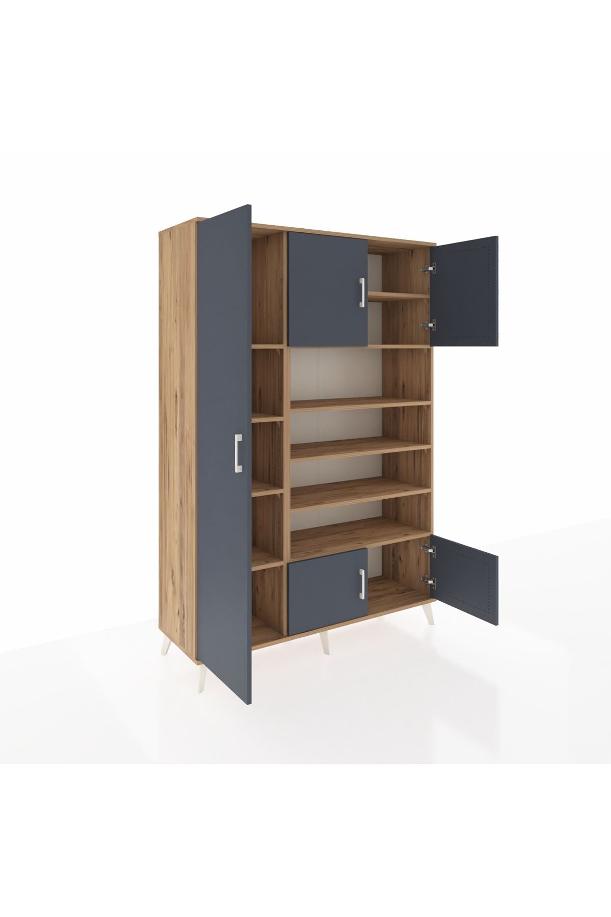 Hyperion Dolap 10 Raflı 5 Kapaklı 132x44x195 Çam-Antrasit/Çam