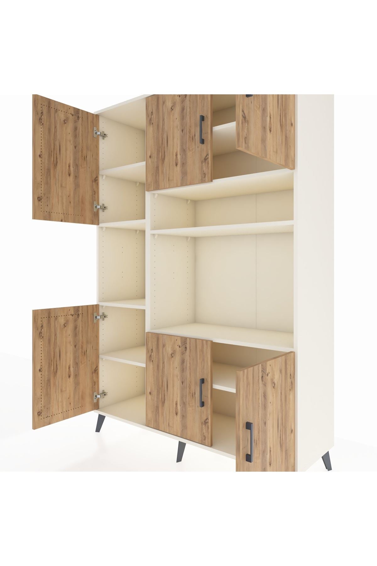 Hyperion Dolap 9 Raflı 6 Kapaklı 132x44x195 Aytaşı-Çam/Aytaşı