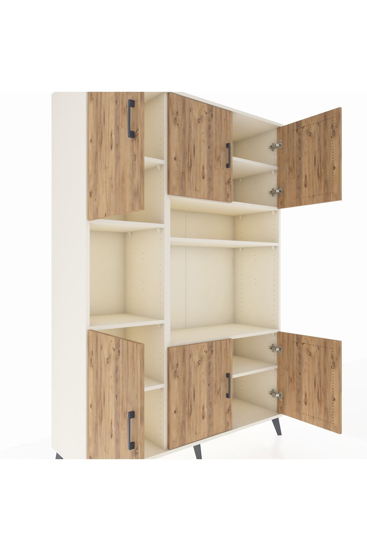 Hyperion Dolap 9 Raflı 6 Kapaklı 132x44x195 Aytaşı-Çam/Aytaşı