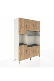 Hyperion Dolap 9 Raflı 6 Kapaklı 132x44x195 Aytaşı-Çam/Antrasit