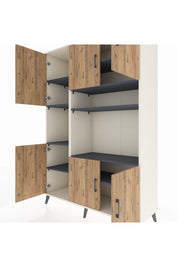 Hyperion Dolap 9 Raflı 6 Kapaklı 132x44x195 Aytaşı-Çam/Antrasit