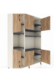 Hyperion Dolap 9 Raflı 6 Kapaklı 132x44x195 Aytaşı-Çam/Antrasit