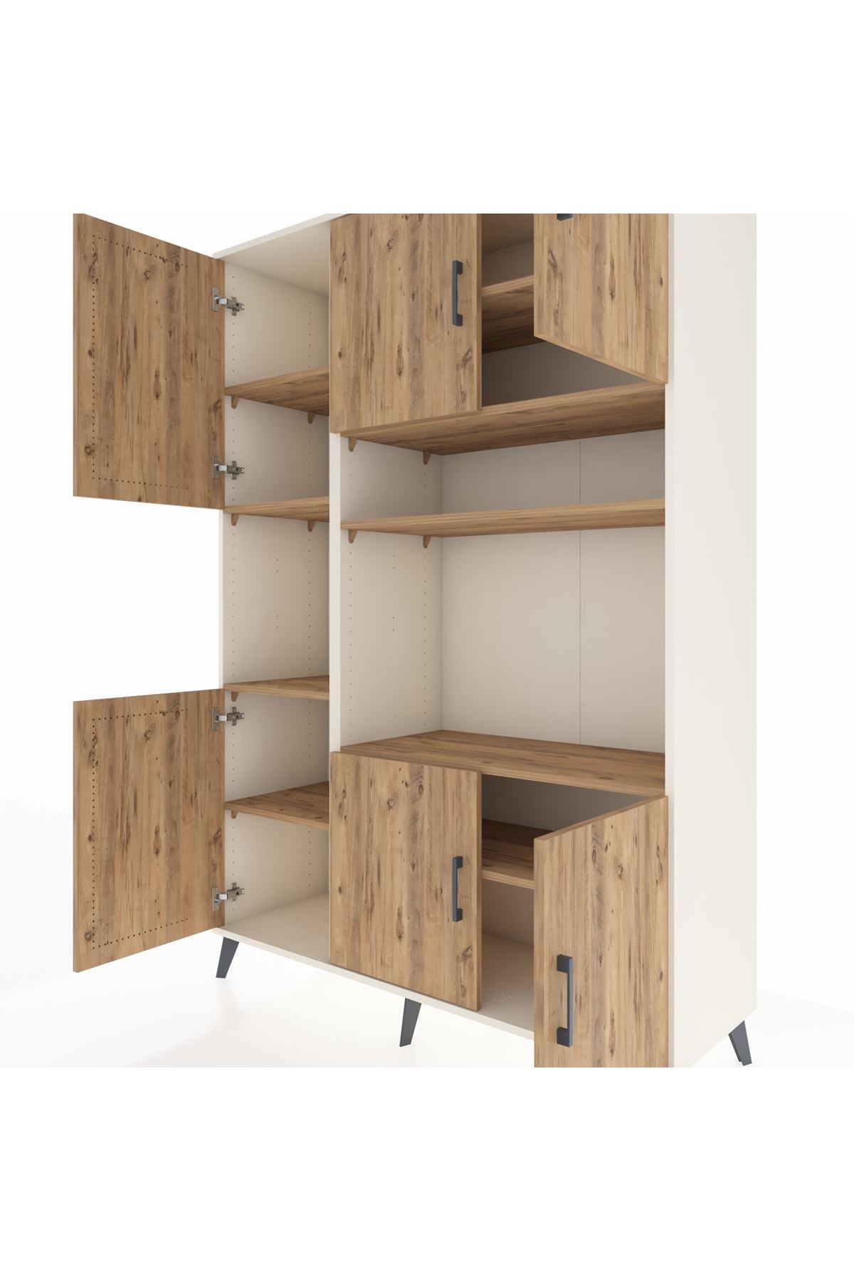 Hyperion Dolap 9 Raflı 6 Kapaklı 132x44x195 Aytaşı-Çam/Çam