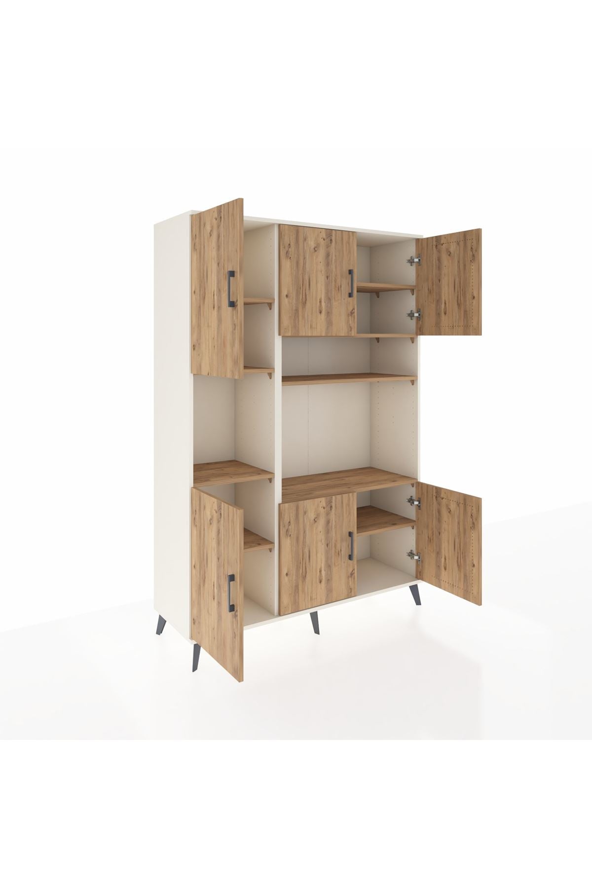 Hyperion Dolap 9 Raflı 6 Kapaklı 132x44x195 Aytaşı-Çam/Çam