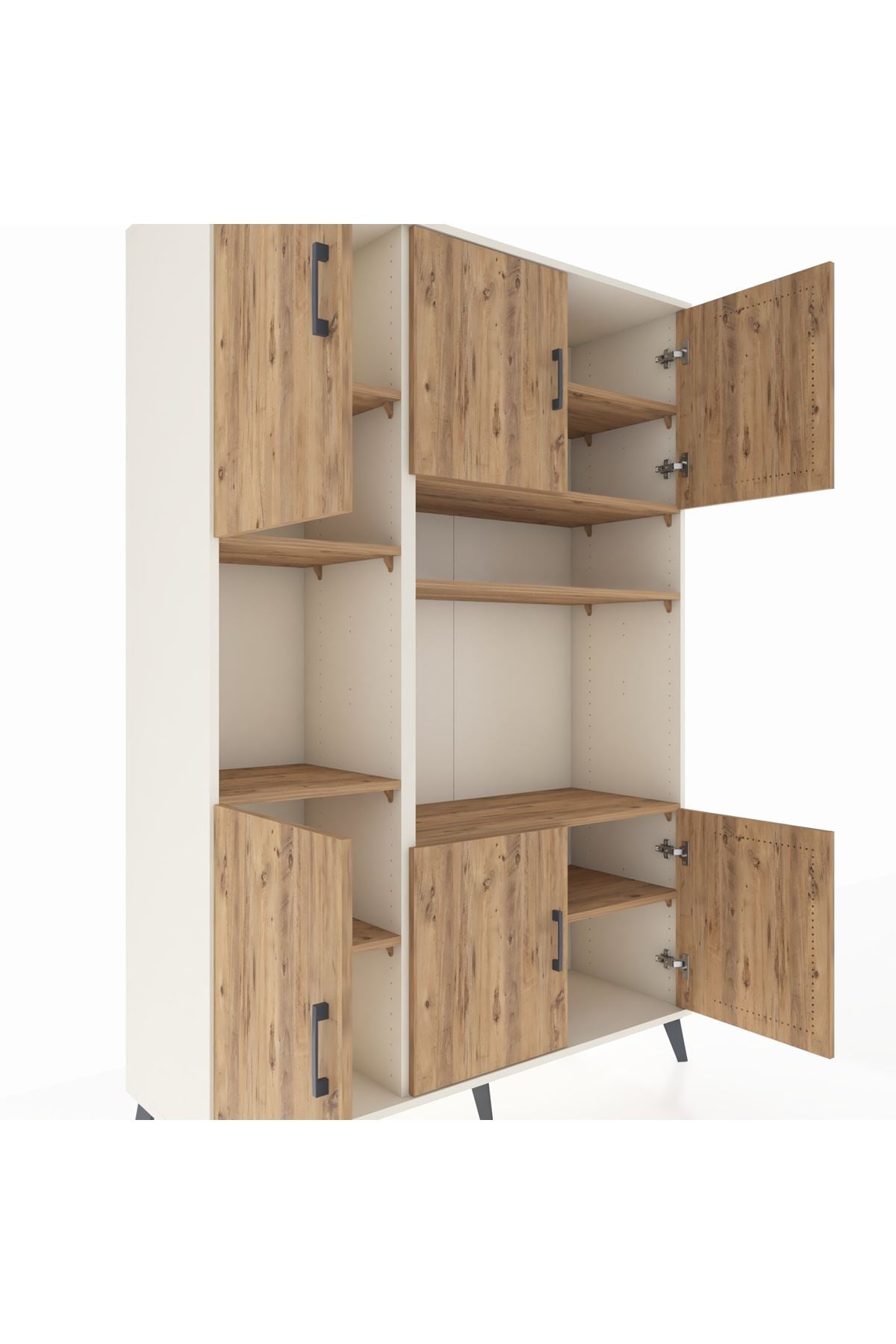 Hyperion Dolap 9 Raflı 6 Kapaklı 132x44x195 Aytaşı-Çam/Çam