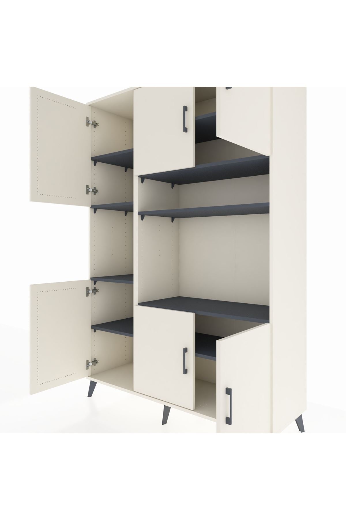 Hyperion Dolap 9 Raflı 6 Kapaklı 132x44x195 Aytaşı-Aytaşı/Antrasit