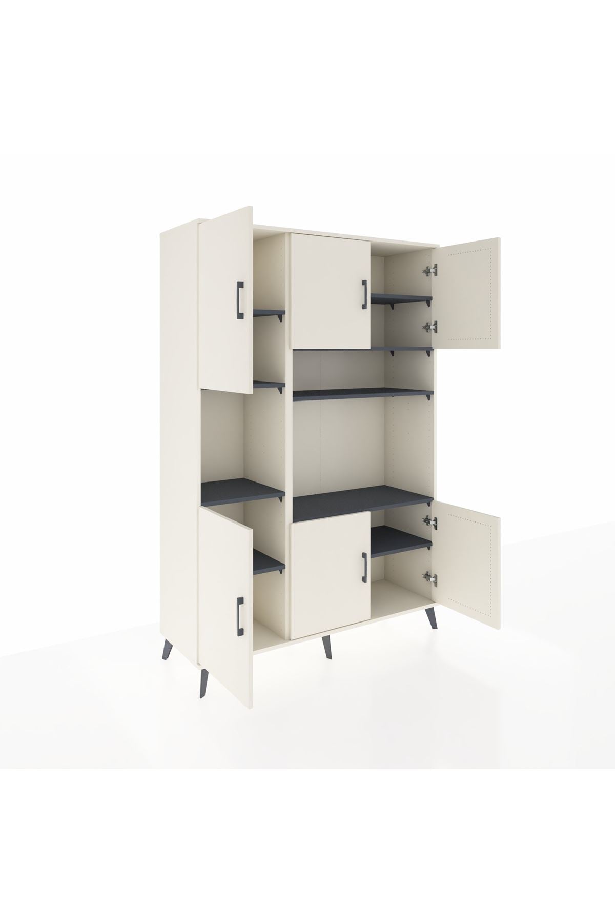 Hyperion Dolap 9 Raflı 6 Kapaklı 132x44x195 Aytaşı-Aytaşı/Antrasit