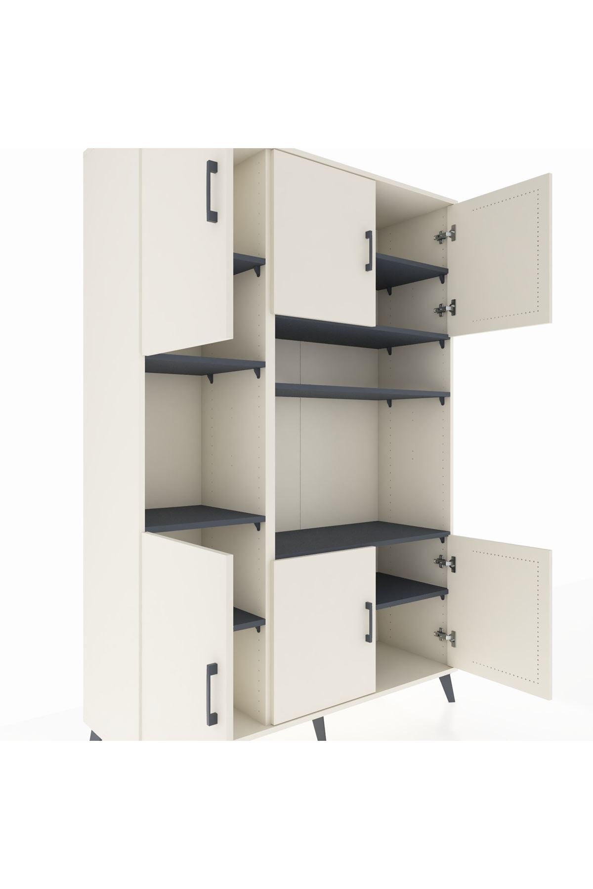 Hyperion Dolap 9 Raflı 6 Kapaklı 132x44x195 Aytaşı-Aytaşı/Antrasit