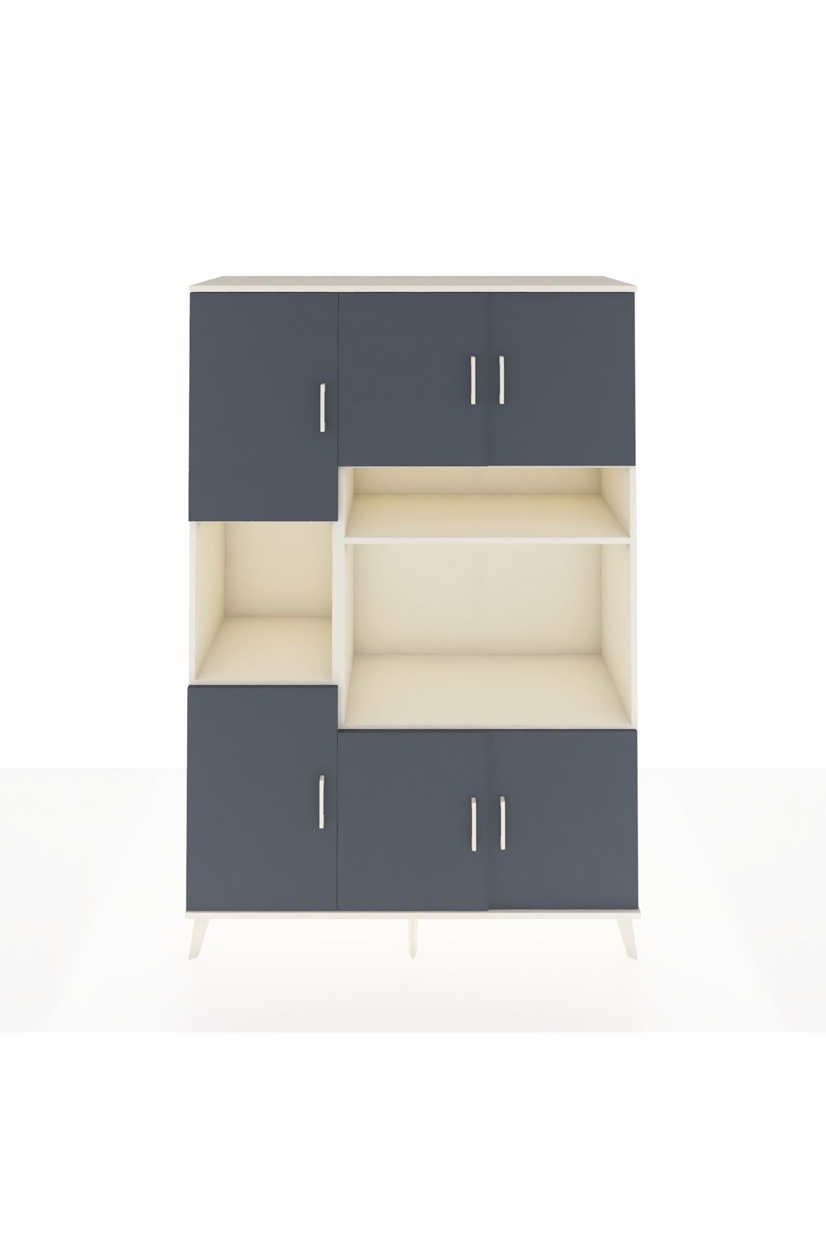 Hyperion Dolap 9 Raflı 6 Kapaklı 132x44x195 Aytaşı-Antrasit/Aytaşı