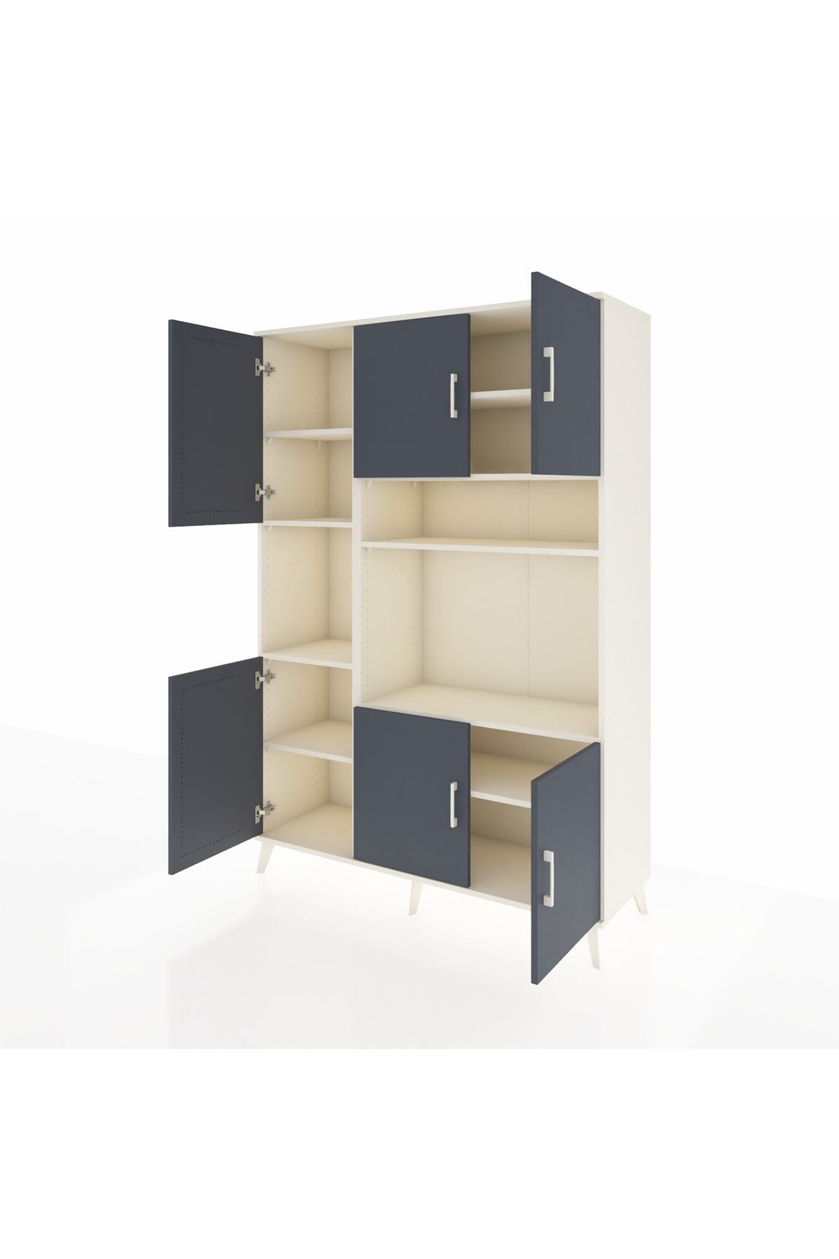 Hyperion Dolap 9 Raflı 6 Kapaklı 132x44x195 Aytaşı-Antrasit/Aytaşı