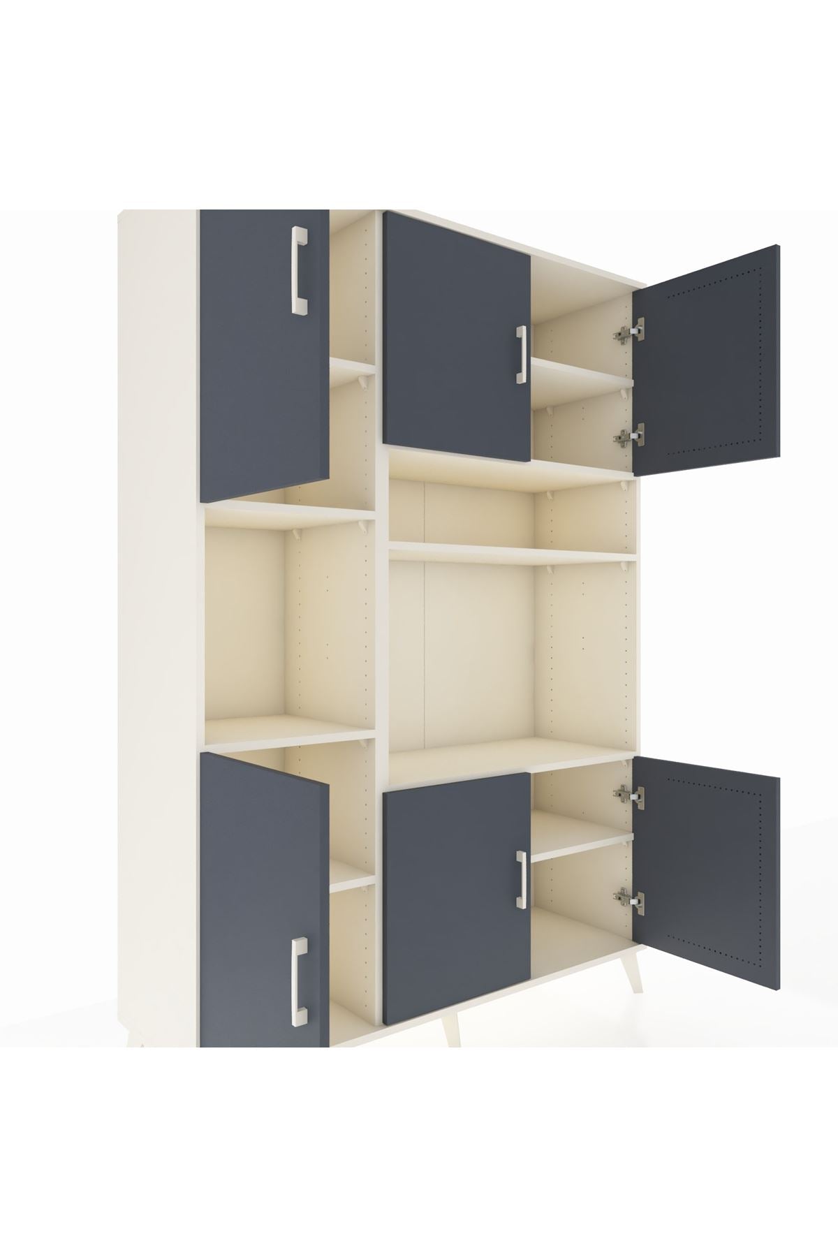 Hyperion Dolap 9 Raflı 6 Kapaklı 132x44x195 Aytaşı-Antrasit/Aytaşı