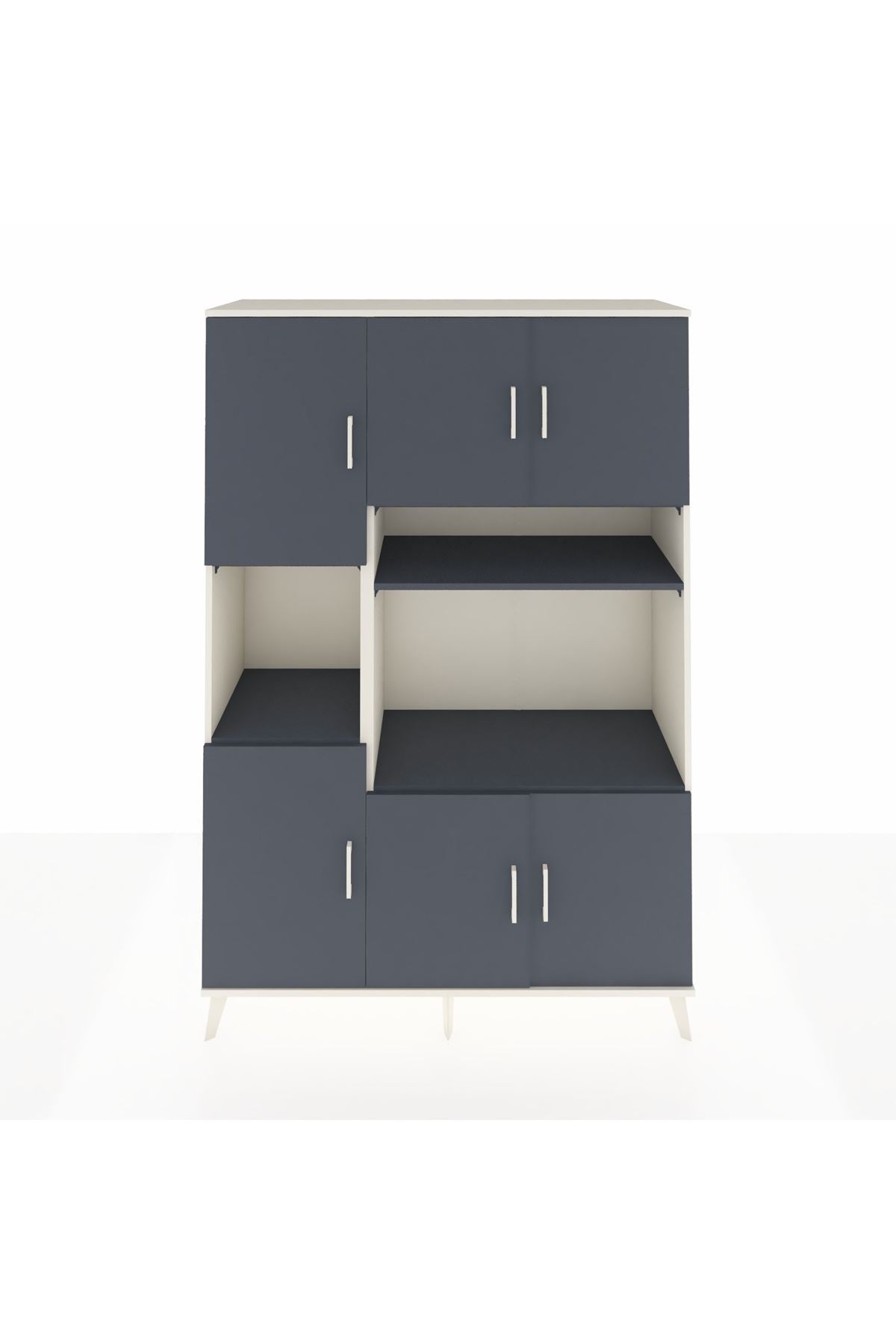 Hyperion Dolap 9 Raflı 6 Kapaklı 132x44x195 Aytaşı-Antrasit/Antrasit