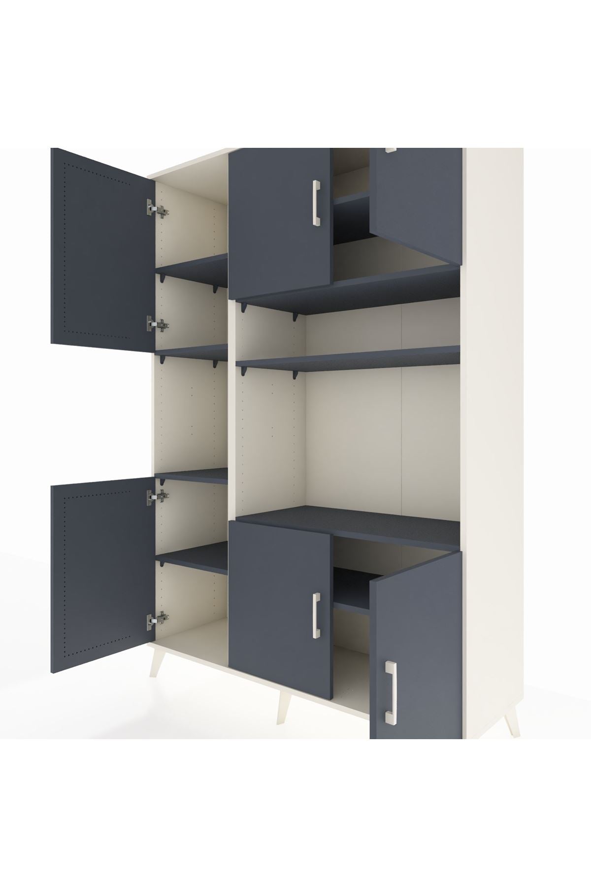 Hyperion Dolap 9 Raflı 6 Kapaklı 132x44x195 Aytaşı-Antrasit/Antrasit