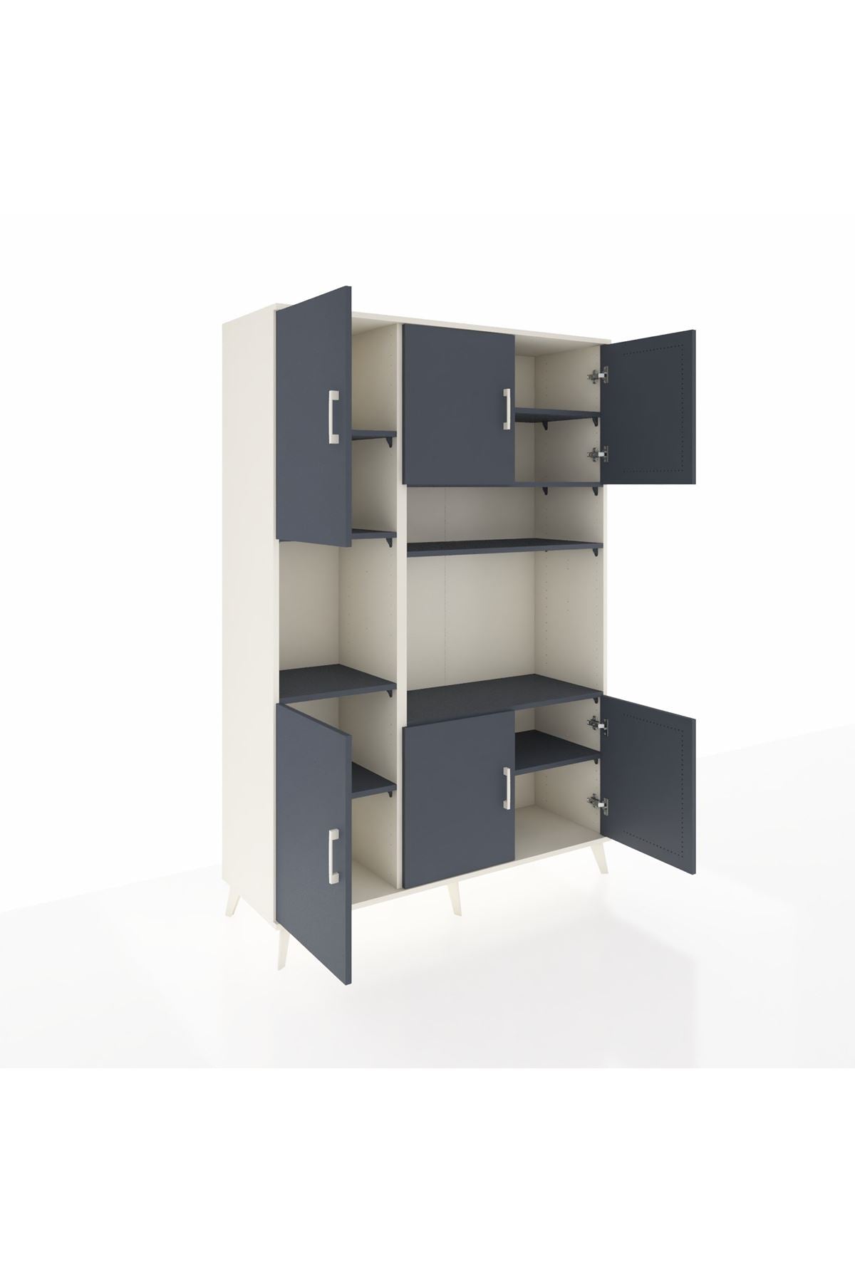 Hyperion Dolap 9 Raflı 6 Kapaklı 132x44x195 Aytaşı-Antrasit/Antrasit