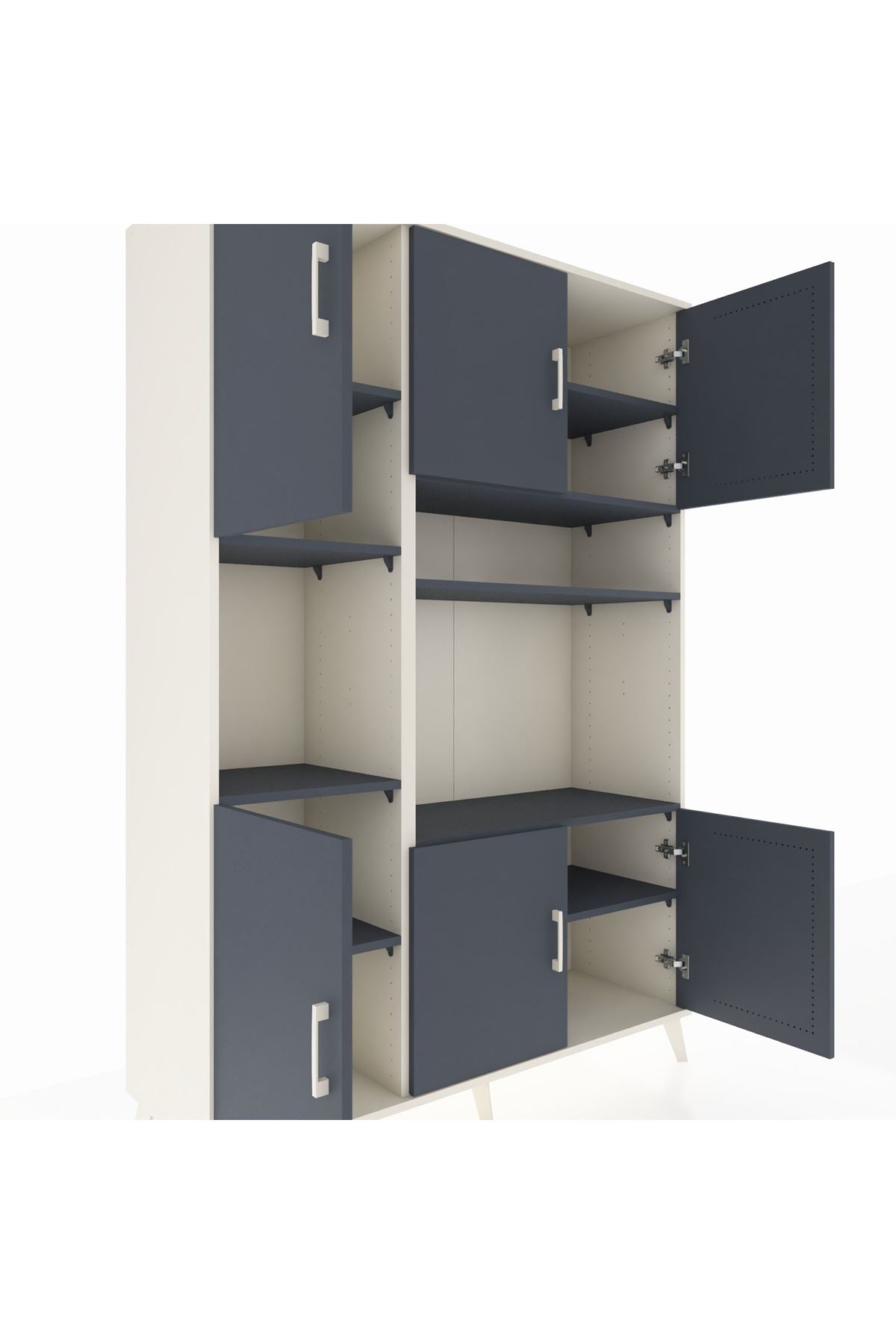 Hyperion Dolap 9 Raflı 6 Kapaklı 132x44x195 Aytaşı-Antrasit/Antrasit