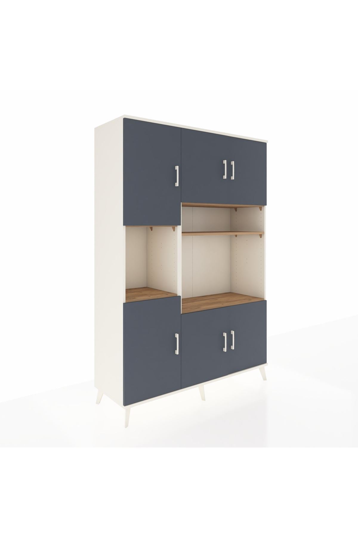 Hyperion Dolap 9 Raflı 6 Kapaklı 132x44x195 Aytaşı-Antrasit/Çam