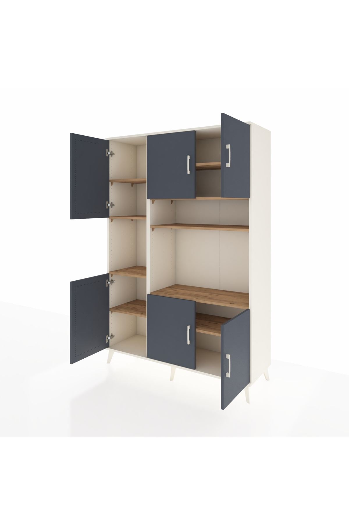 Hyperion Dolap 9 Raflı 6 Kapaklı 132x44x195 Aytaşı-Antrasit/Çam