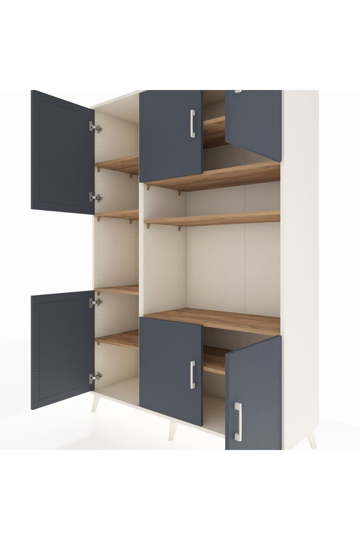 Hyperion Dolap 9 Raflı 6 Kapaklı 132x44x195 Aytaşı-Antrasit/Çam