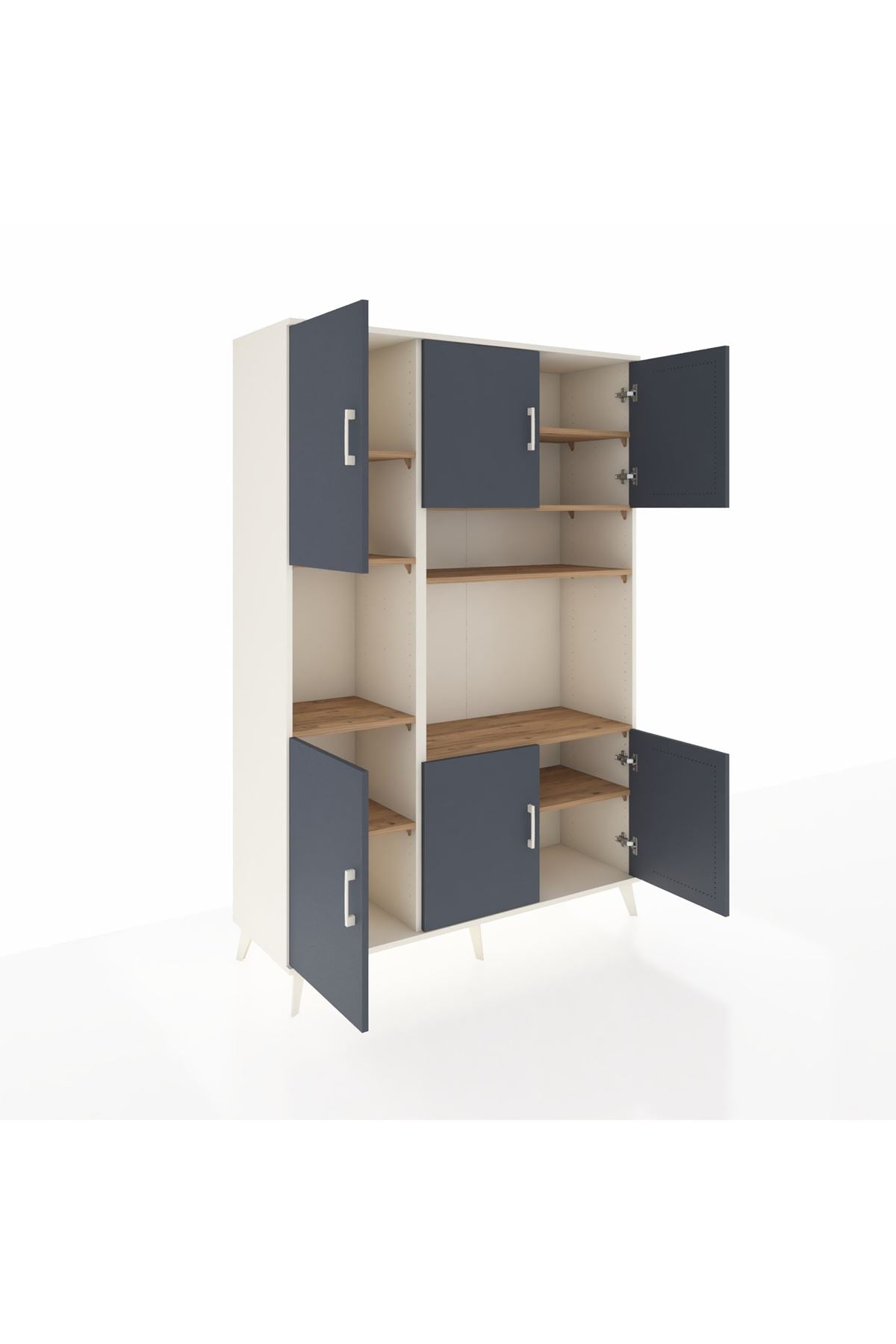 Hyperion Dolap 9 Raflı 6 Kapaklı 132x44x195 Aytaşı-Antrasit/Çam