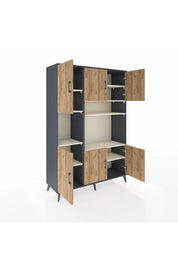 Hyperion Dolap 9 Raflı 6 Kapaklı 132x44x195 Antrasit-Çam/Aytaşı