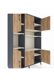 Hyperion Dolap 9 Raflı 6 Kapaklı 132x44x195 Antrasit-Çam/Aytaşı