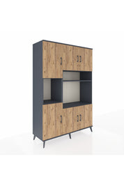 Hyperion Dolap 9 Raflı 6 Kapaklı 132x44x195 Antrasit-Çam/Antrasit