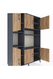 Hyperion Dolap 9 Raflı 6 Kapaklı 132x44x195 Antrasit-Çam/Antrasit