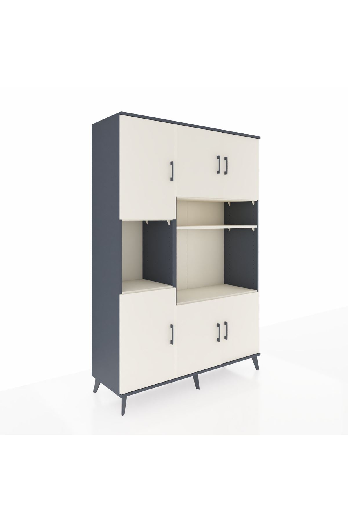 Hyperion Dolap 9 Raflı 6 Kapaklı 132x44x195 Antrasit-Aytaşı/Aytaşı