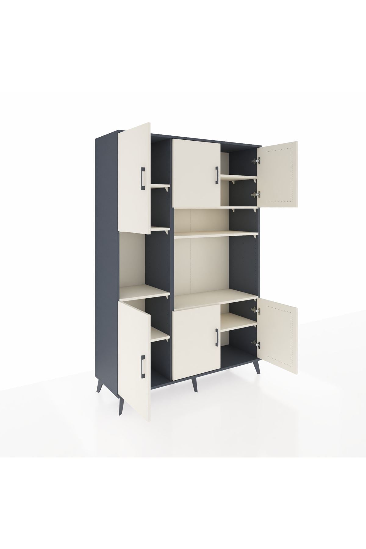 Hyperion Dolap 9 Raflı 6 Kapaklı 132x44x195 Antrasit-Aytaşı/Aytaşı