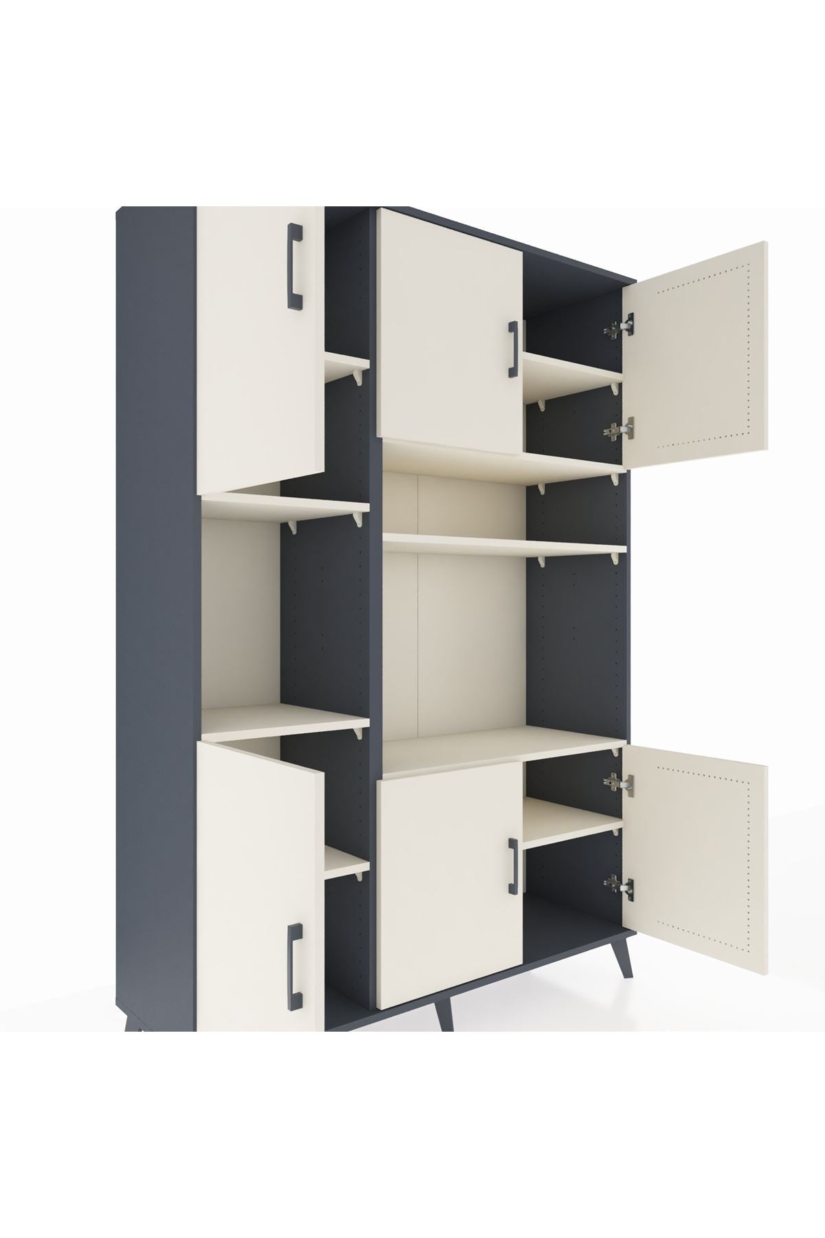 Hyperion Dolap 9 Raflı 6 Kapaklı 132x44x195 Antrasit-Aytaşı/Aytaşı