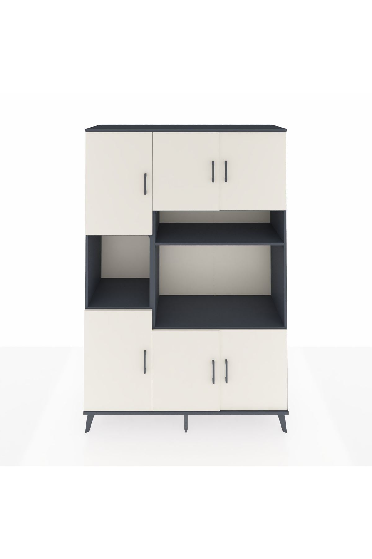 Hyperion Dolap 9 Raflı 6 Kapaklı 132x44x195 Antrasit-Aytaşı/Antrasit