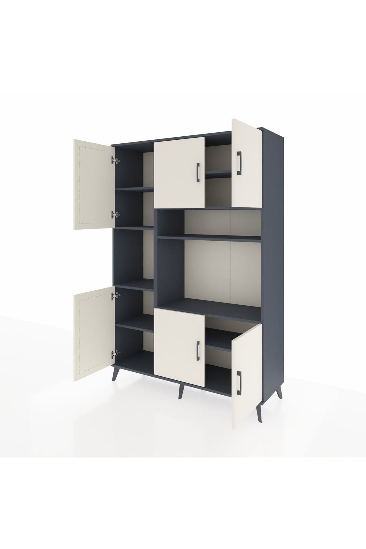 Hyperion Dolap 9 Raflı 6 Kapaklı 132x44x195 Antrasit-Aytaşı/Antrasit