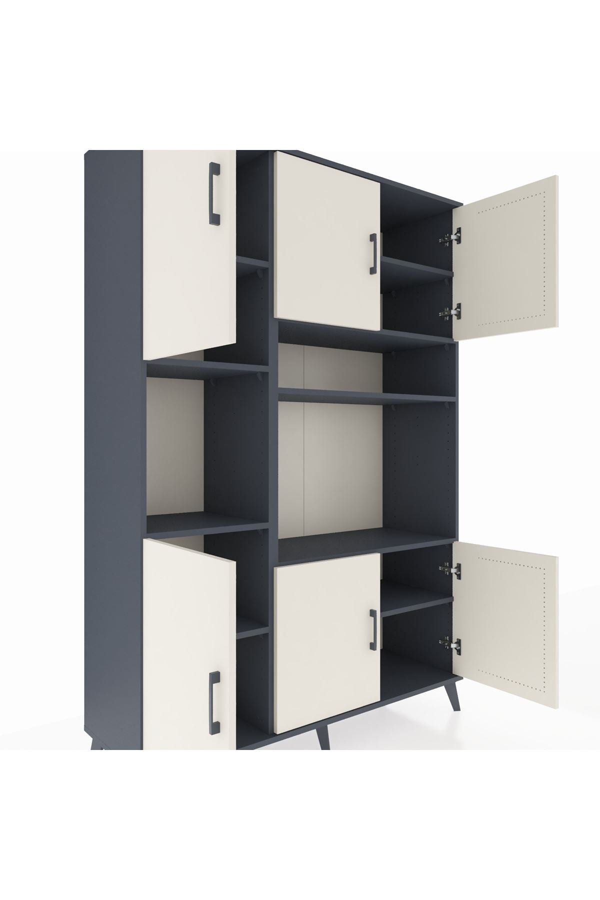 Hyperion Dolap 9 Raflı 6 Kapaklı 132x44x195 Antrasit-Aytaşı/Antrasit