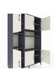 Hyperion Dolap 9 Raflı 6 Kapaklı 132x44x195 Antrasit-Aytaşı/Antrasit