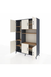 Hyperion Dolap 9 Raflı 6 Kapaklı 132x44x195 Antrasit-Aytaşı/Çam