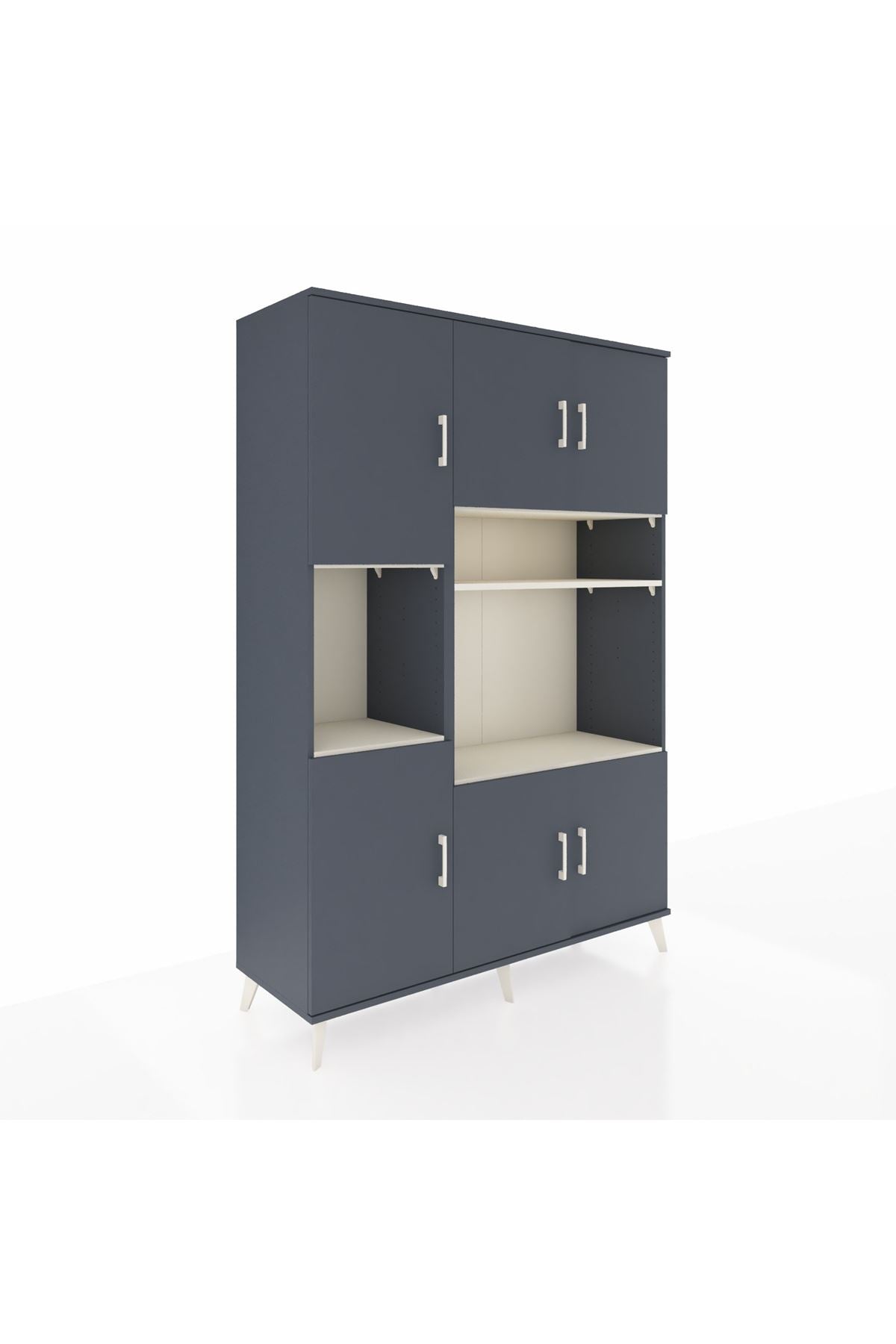 Hyperion Dolap 9 Raflı 6 Kapaklı 132x44x195 Antrasit-Antrasit/Aytaşı