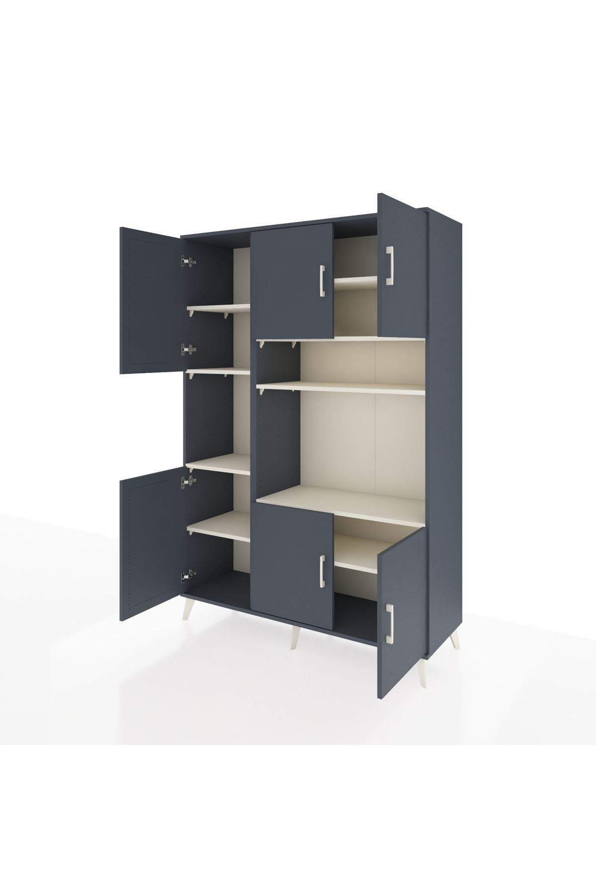 Hyperion Dolap 9 Raflı 6 Kapaklı 132x44x195 Antrasit-Antrasit/Aytaşı