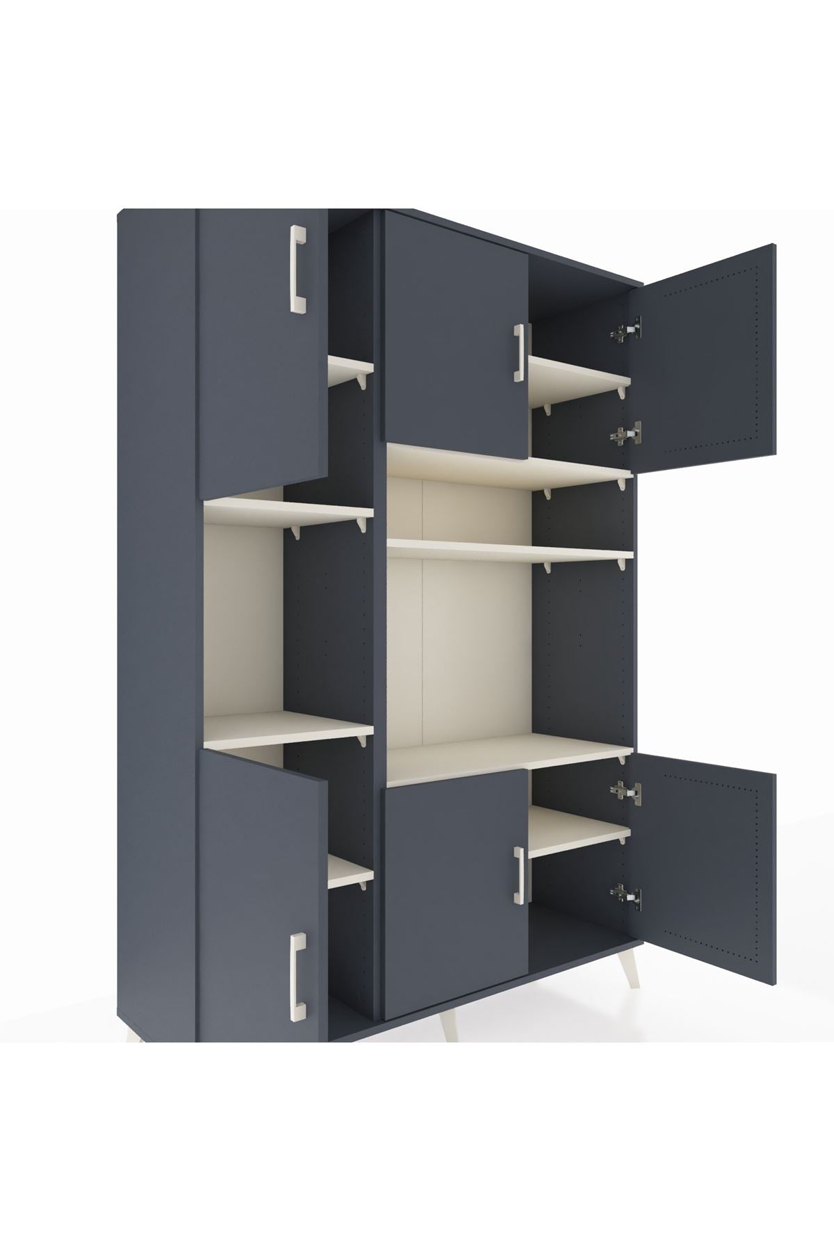 Hyperion Dolap 9 Raflı 6 Kapaklı 132x44x195 Antrasit-Antrasit/Aytaşı