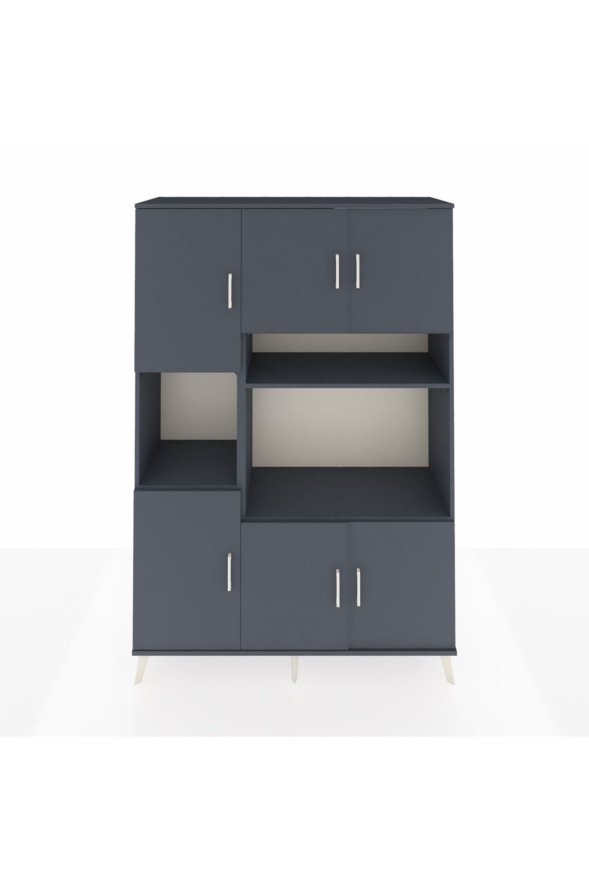 Hyperion Dolap 9 Raflı 6 Kapaklı 132x44x195 Antrasit-Antrasit/Antrasit