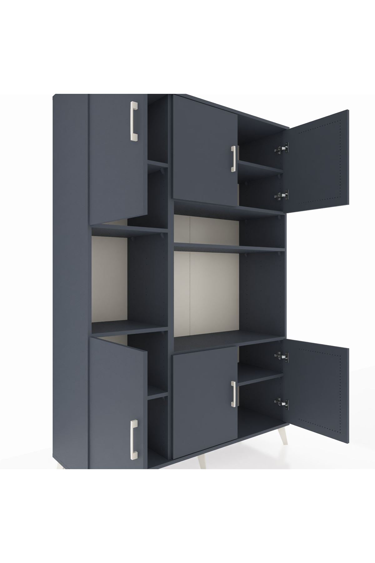 Hyperion Dolap 9 Raflı 6 Kapaklı 132x44x195 Antrasit-Antrasit/Antrasit