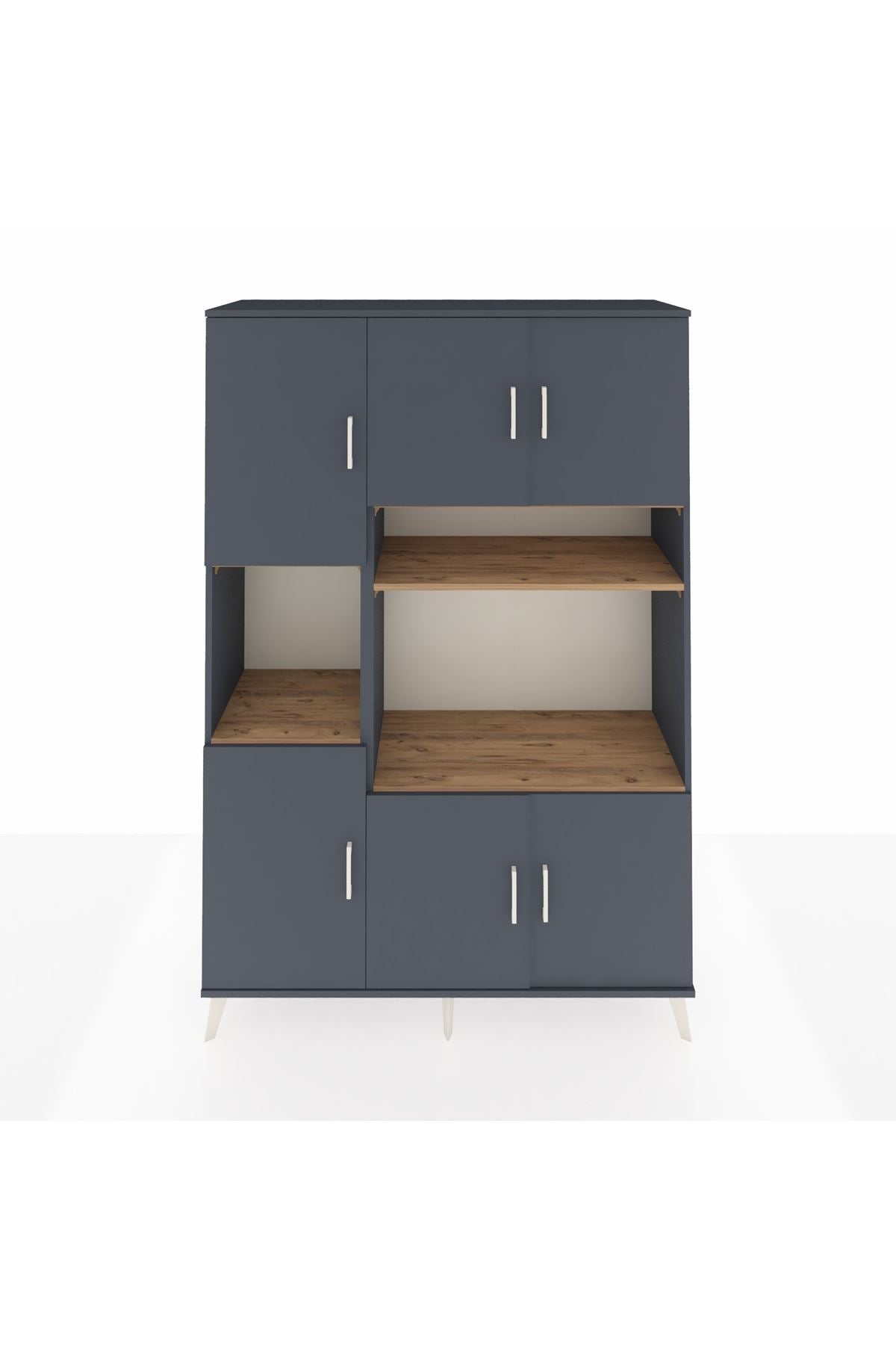 Hyperion Dolap 9 Raflı 6 Kapaklı 132x44x195 Antrasit-Antrasit/Çam