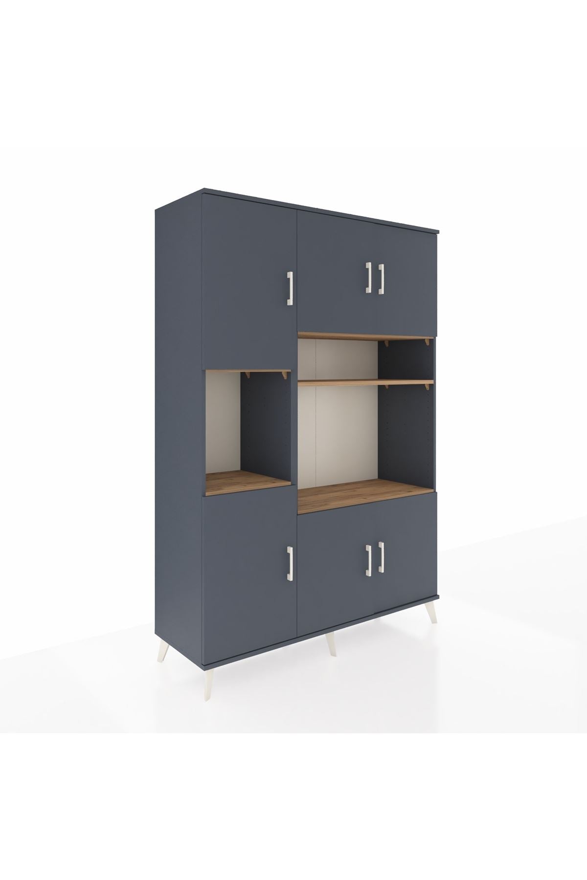 Hyperion Dolap 9 Raflı 6 Kapaklı 132x44x195 Antrasit-Antrasit/Çam