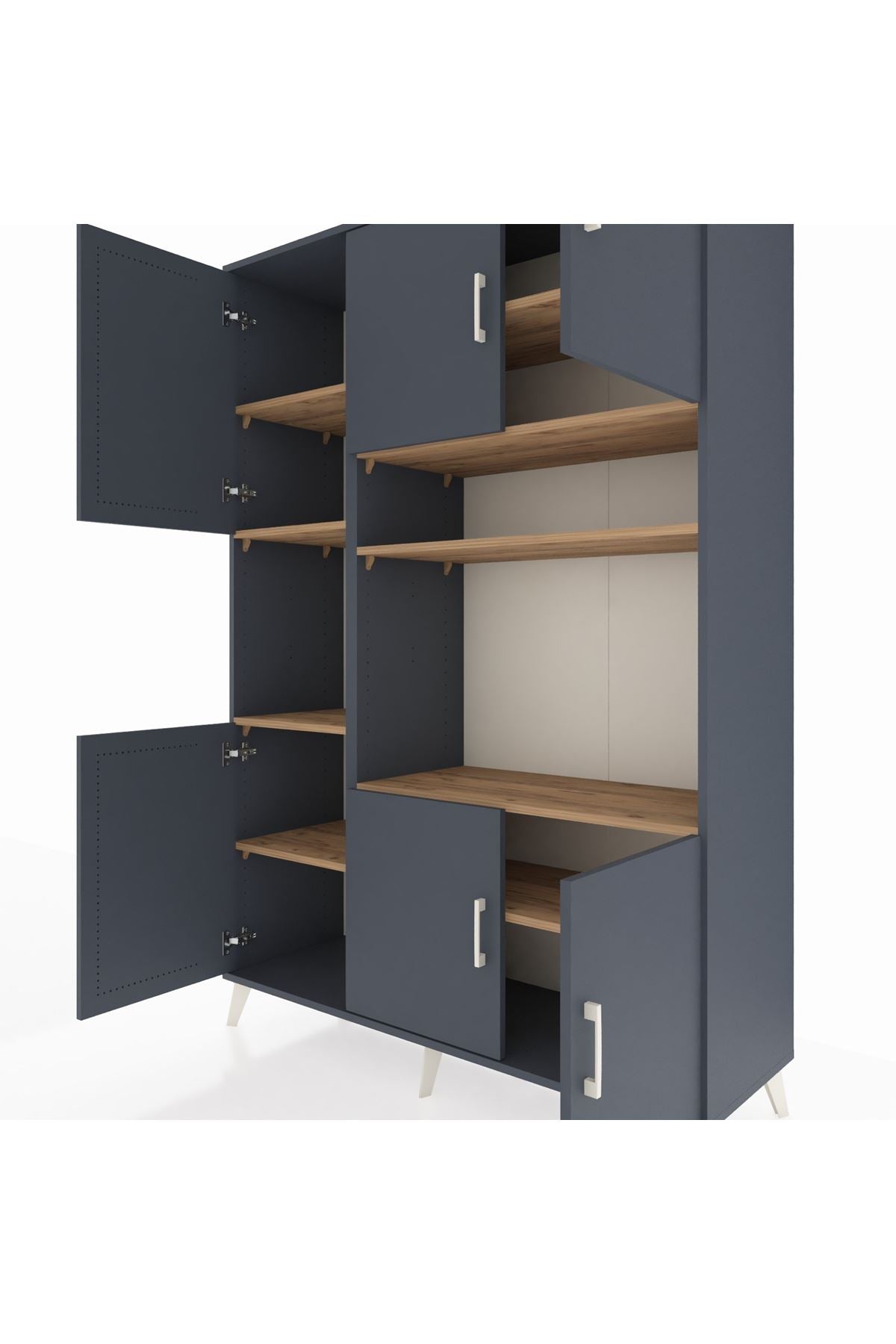 Hyperion Dolap 9 Raflı 6 Kapaklı 132x44x195 Antrasit-Antrasit/Çam