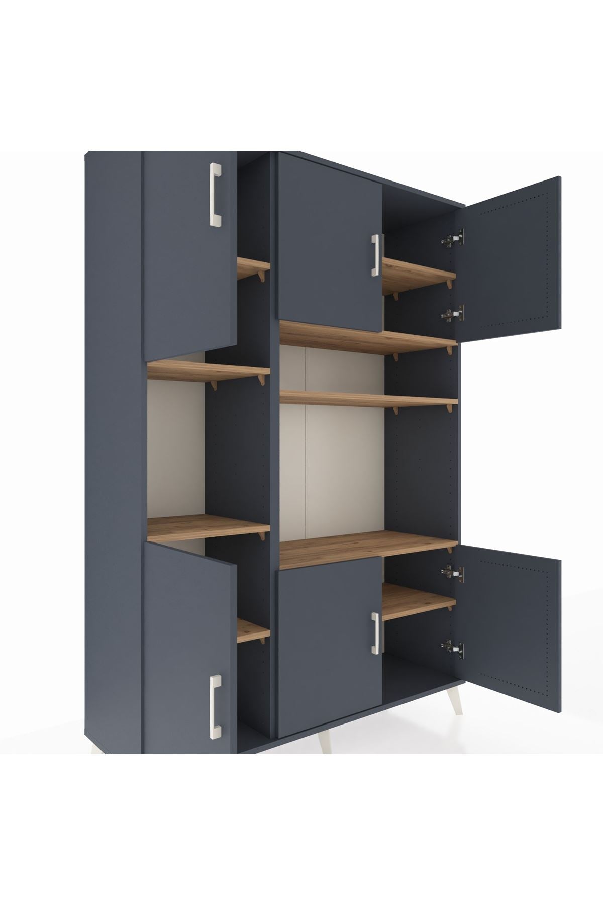 Hyperion Dolap 9 Raflı 6 Kapaklı 132x44x195 Antrasit-Antrasit/Çam