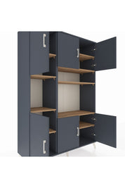 Hyperion Dolap 9 Raflı 6 Kapaklı 132x44x195 Antrasit-Antrasit/Çam